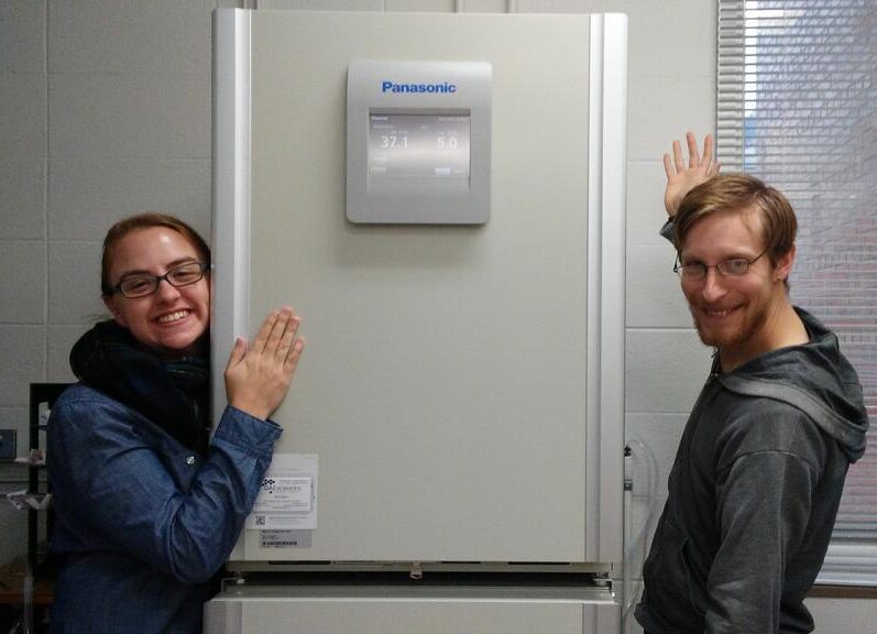 Shelby and Chris with the lab's new incubators