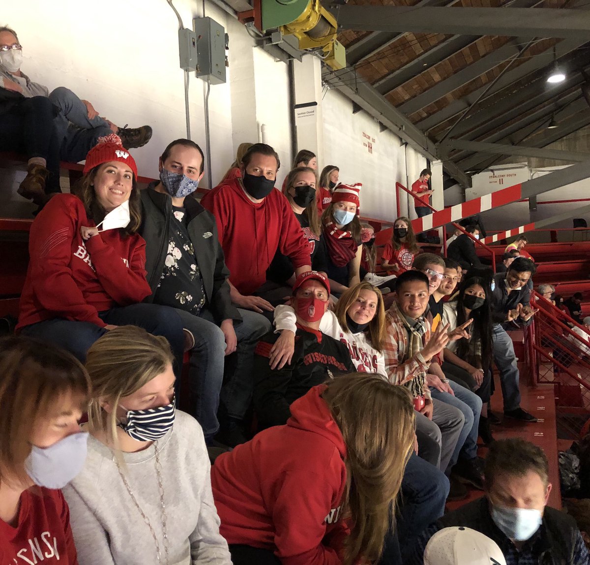Lab members at the field house to support Sydney and the Badger Women's volleyball team